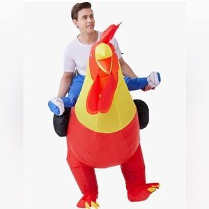 Inflatable Adult Ride on Rooster, comes with fan that inflates costume.